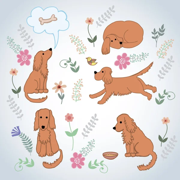 Spaniel alegre — Vector de stock