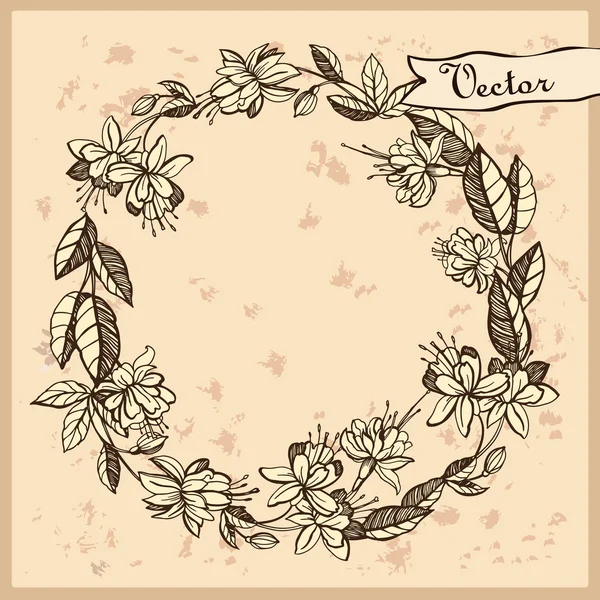 Wreath with fuchsia flowers — Stock Vector