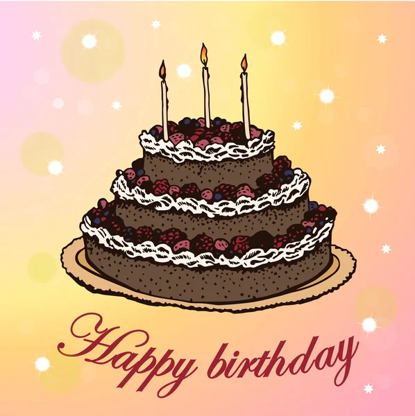 贺卡和生日蛋糕 — 图库矢量图片