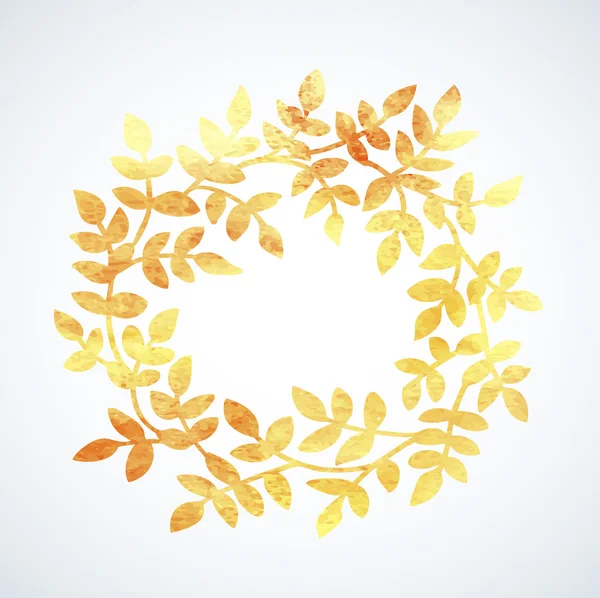 Golden wreath with leaves. — Stock Vector