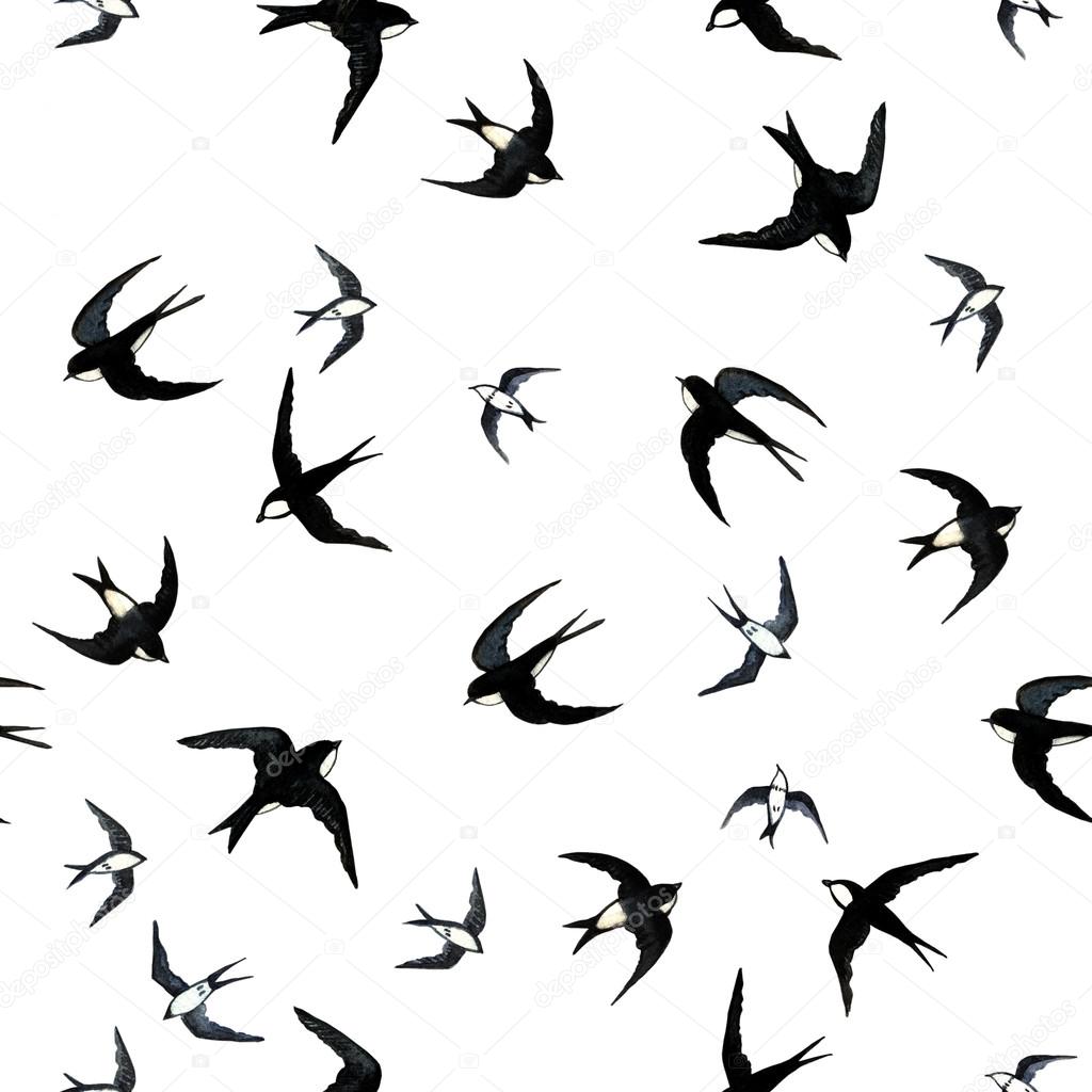 Seamless with swallows
