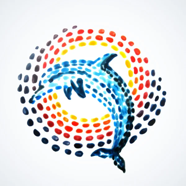 Hand-painted dolphin — Stock Vector