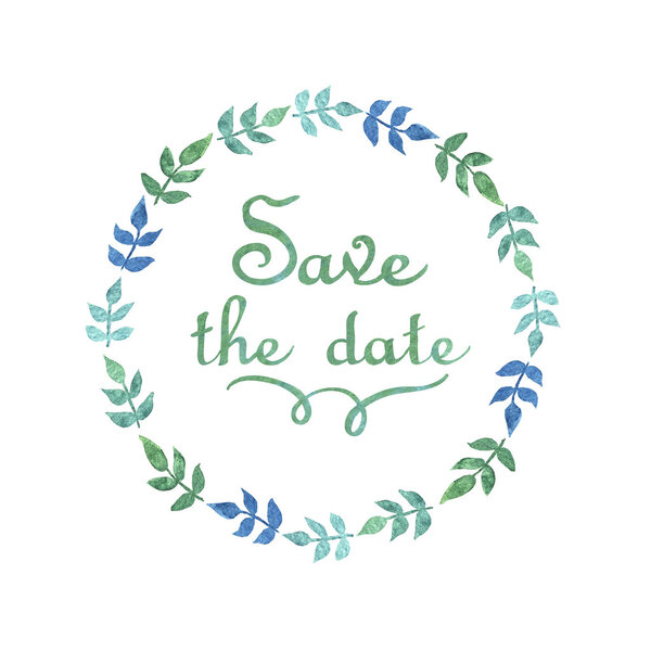 Венок с акварельными листьями
