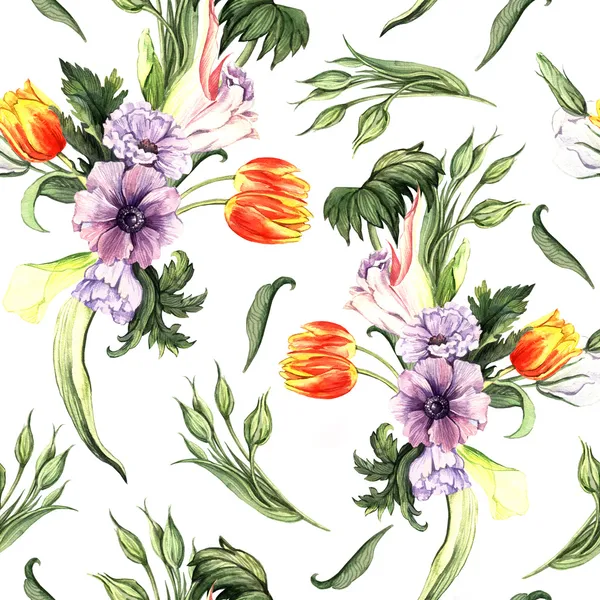 Watercolor vintage floral pattern