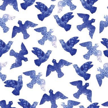 kuşlar ile suluboya desen