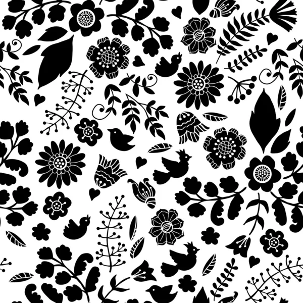 Schwarz-weißes Blumenmuster — Stockvektor