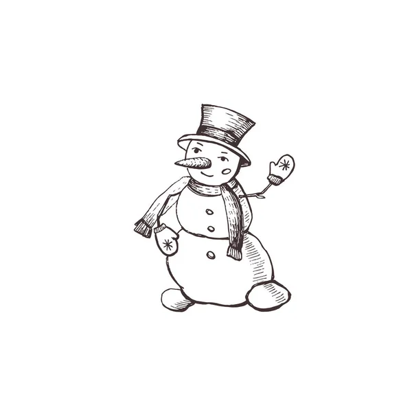 Snowman Ilustración Gráfica Blanco — Vector de stock