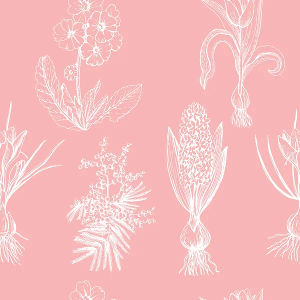Gentle Graphic Pattern Spring Plants — Stock Vector