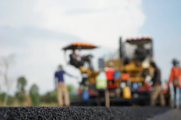 Image Blurred Construction Paved Roads Heavy Machinery — Stock Photo, Image