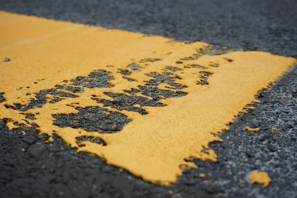 Жовтий Колір Розмітки Дороги Полегшення Безпеки Дорожнього Руху — стокове фото