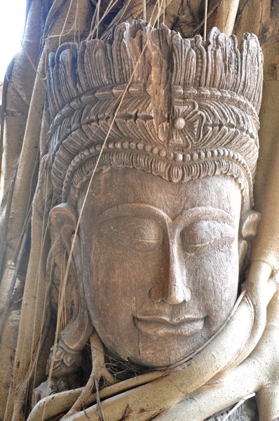 Head of Sandstone Buddha — Stock Photo, Image