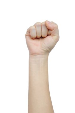 önünde sıkılı el .