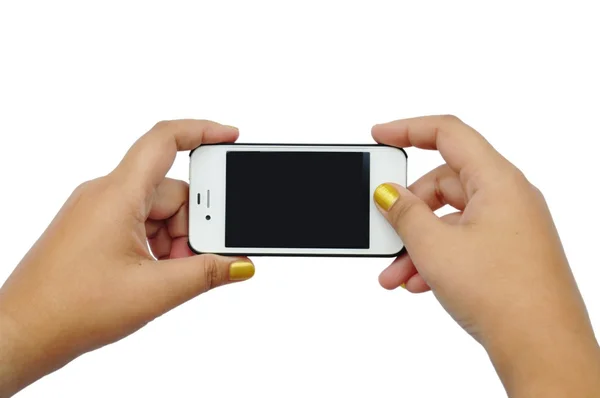 Female teen hand taking photo with generic smartphone — Stock Photo, Image