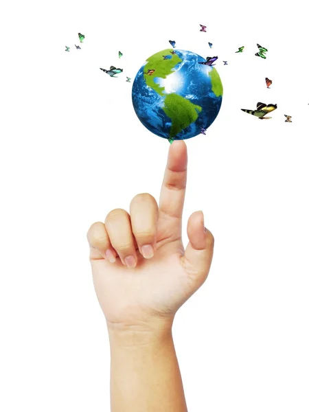 Hands holding a green earth — Stock Photo, Image
