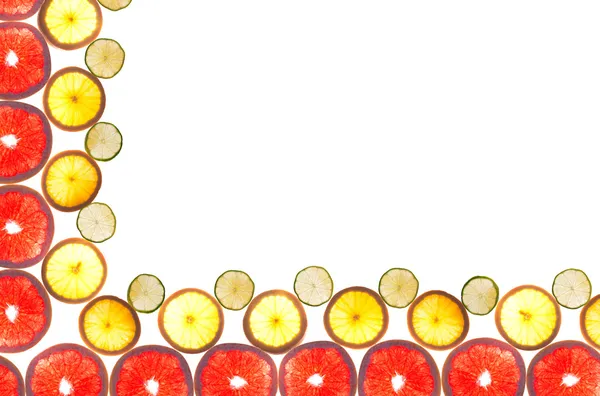 Blandning av färgglada citrusfrukter på vit — Stockfoto
