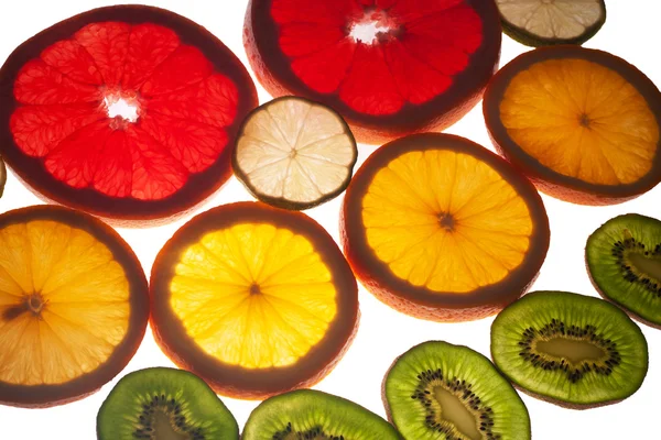 Mix of colorful citrus fruit on white — Stock Photo, Image