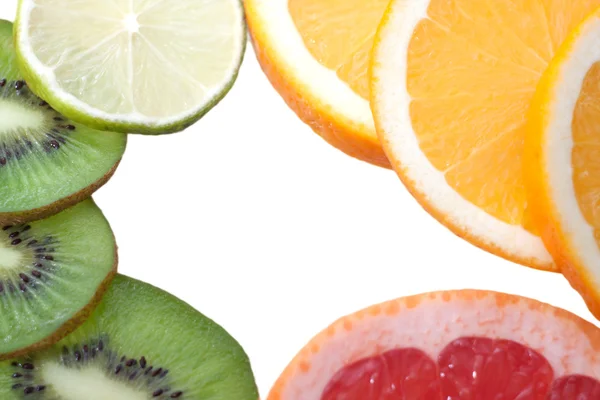 Mix of colorful citrus fruit on white — Stock Photo, Image