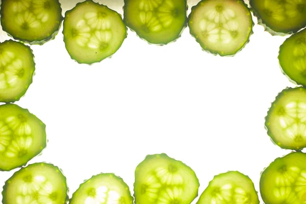 Komkommer cirkel gedeelte geïsoleerd op een witte — Stockfoto