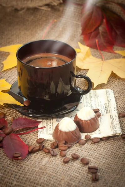 Herbst-Tasse Kaffee — Stockfoto