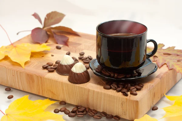 Herbst-Tasse Kaffee — Stockfoto