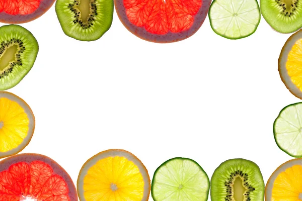 Mix of colorful citrus fruit on white — Stock Photo, Image