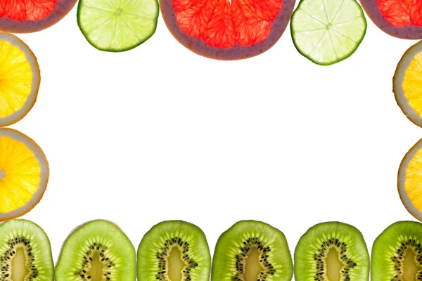 Blandning av färgglada citrusfrukter på vit — Stockfoto