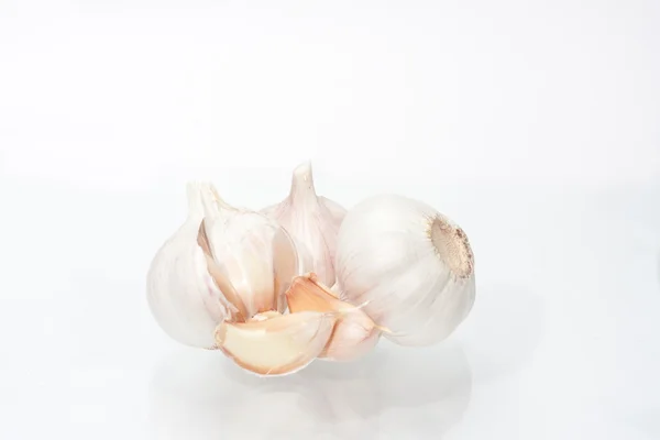 Teste di aglio su un bianco — Foto Stock