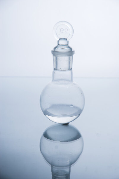 Laboratory glassware over white