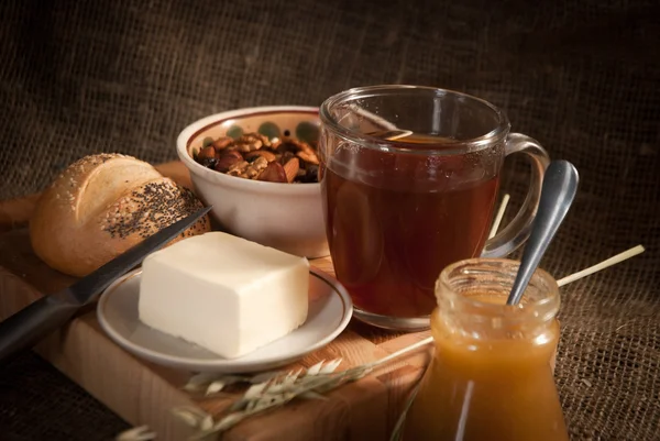 Healthy meal with bread , cereals — Stock Photo, Image