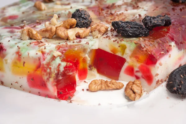 Zoete koude rode jelly pie met prune — Stockfoto