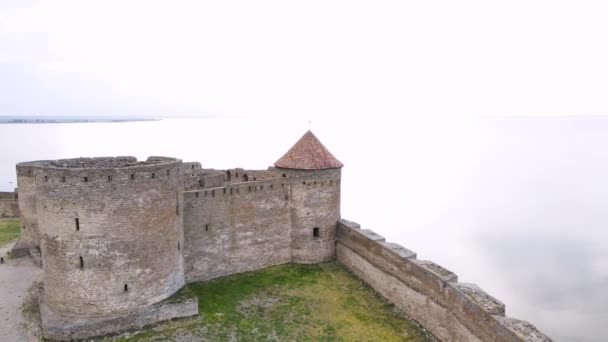 Ortaçağ Akkerman kalesinin havadan görünüşü, Ukrayna — Stok video