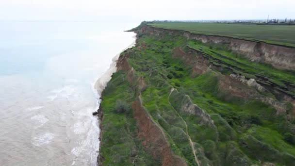 De Zwarte Zee kust bij Sanzheyka dorp in de regio Odessa, Oekraïne — Stockvideo