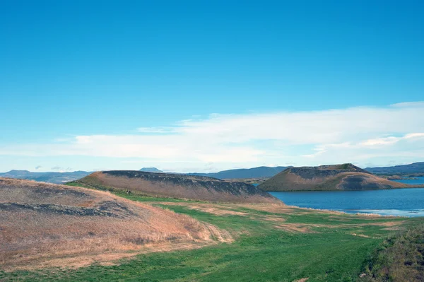 Island - nordost - pseudo kratrar på sjön myvatn — Stockfoto