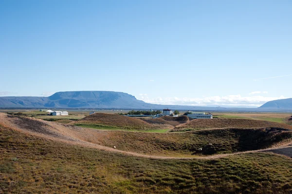 Исландия - Северо-восток - вид на вулкан из псевдократеров — стоковое фото