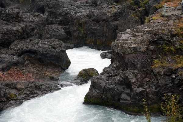 Island - západ - vodopádu barnafoss vodopád — Stock fotografie