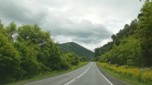 休暇のロードトリップ風景。ロシアのアルタイ山脈。マルタ地方 — ストック動画