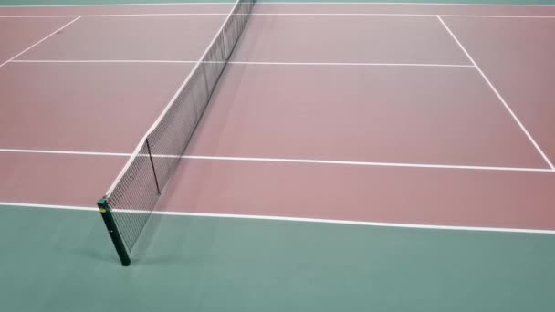 Latar belakang lapangan tenis. Tantangan bola. Sport net playground — Stok Video
