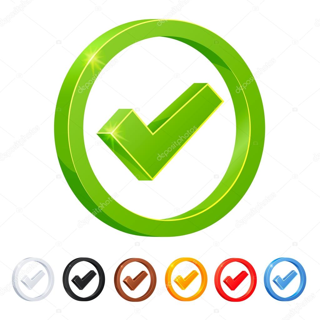 Set of 7 Check Mark icons in diferent colors.