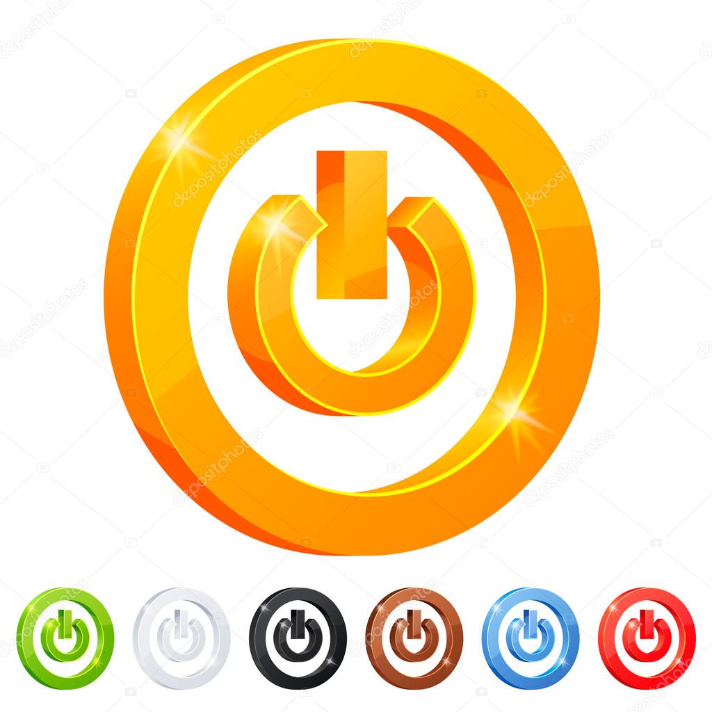 Set of 7 power button symbol