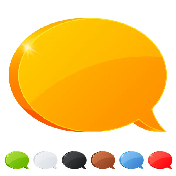 Conjunto de 7 símbolo de bolha de fala em cores diferentes — Vetor de Stock