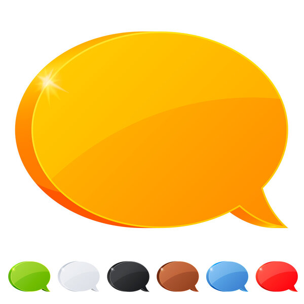 Set of 7 speech bubble symbol in different colors
