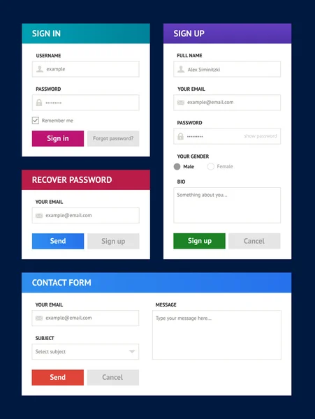 Interfaces de usuario minimalistas en estilo metro . — Archivo Imágenes Vectoriales