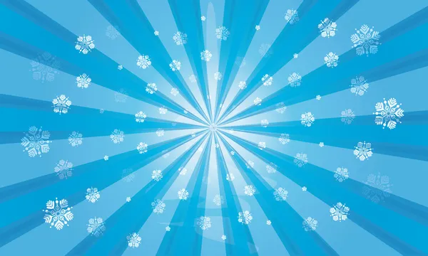 Blå färg explosion av ljus med snöflingor och snö vektor illustration — Stock vektor