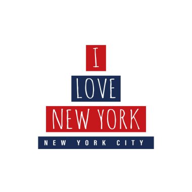 New York 'u sevdiğim kelimelerle grafiksel tasarım. Kırmızı ve mavi