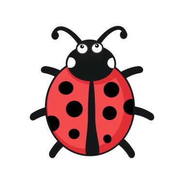 beyaz arkaplanda izole edilmiş uğur böceği çizgi filmi