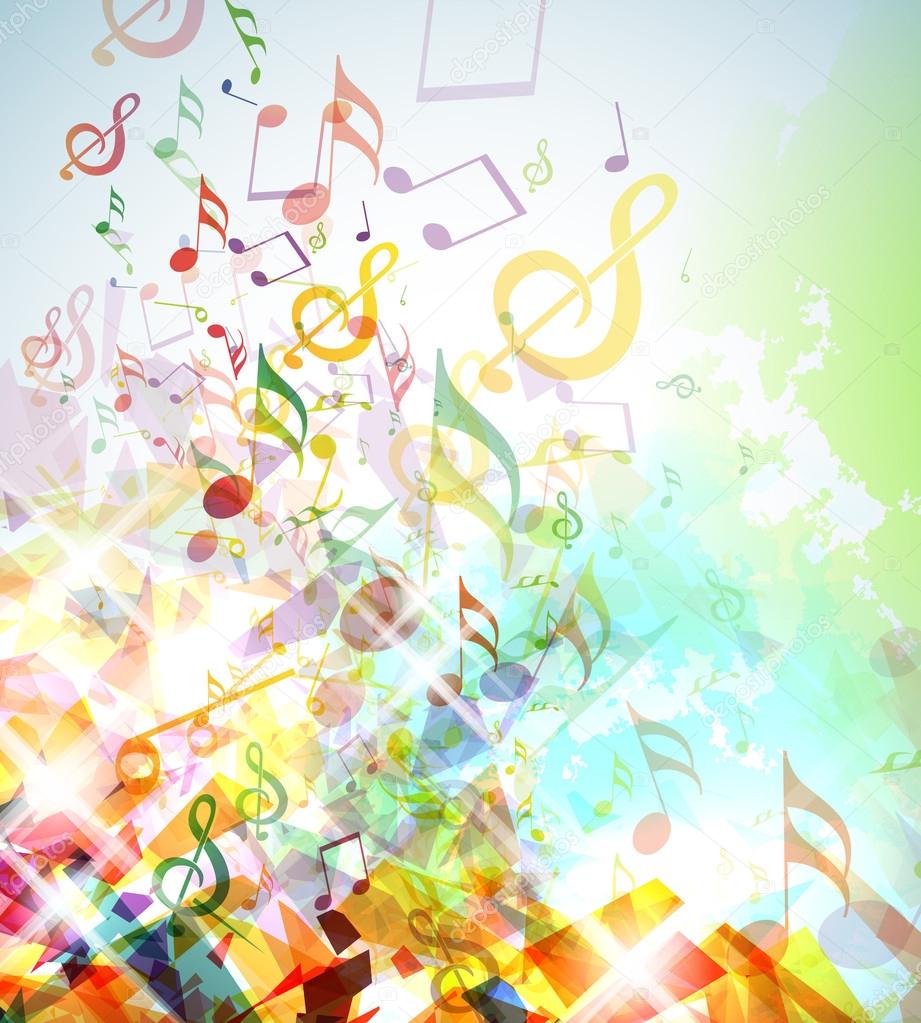 Abstract Shattered Music Notes Background