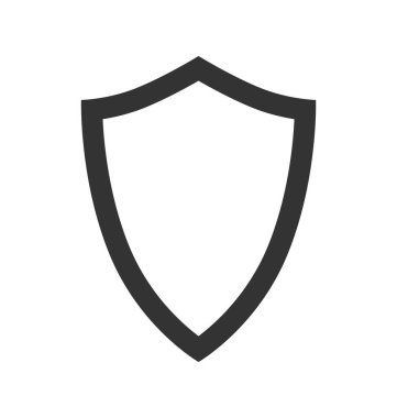 Beyaz arka planda izole edilmiş basit bir tarzda koruyucu bir kalkanın silueti. Vektör illüstrasyonu