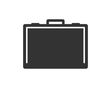 Beyaz arkaplanda basit bir şekilde izole edilmiş evrak çantası silueti. Vektör illüstrasyonu