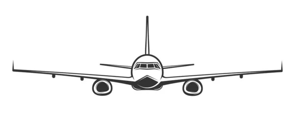 Самолет Простом Стиле Вид Спереди Изолирован Белом Фоне Векторная Иллюстрация — стоковый вектор