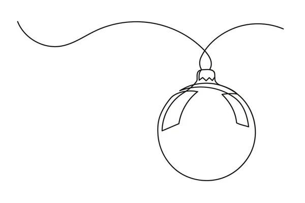 Continuous One Line Drawing Christmas Ball Christmas Ball Isolated White — Stock Vector